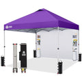 CROWN SHADES Canopy Tent 10x10 Pop Up Canopy Outdoor Shade with Pockets Sidewall, Easy Up Sun Shelter with One Person Set Up Center Lock, Portable Instant Camping Beach Canopy Tents, Purple - color: Purple