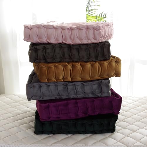 vctops Square Solid Color Velvet Seat Cushion with Handle Tufted Thicken Chair Pad Tatami Floor Pillow Cushion 16.5"x16.5"x4" Green - color: Green
