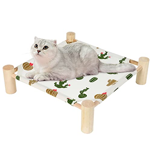 Patas Lague Cat and Dog Hammock Bed for Small Dogs, Brethable Wooden Cat Pet Rabbit Elevated Cooling Outdoor Bed Cots Furniture for Summer Trees - color: Trees