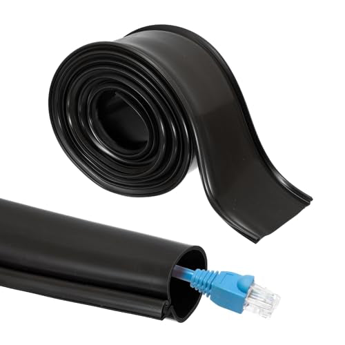 MECCANIXITY 10ft Cable Management Sleeve, 1 3/8 Inch ID Flexible Cord Wires Hider Cover Insulation Snap-fit Protector for Substation, High-Voltage Electrical Networks, Black - size: 1 3/8 Inch