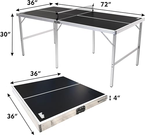 PartyLife 6 ft x 3 ft Ping Pong Table Tennis Table | Mid-Size Portable Folding Indoor Outdoor Ping Pong Table Tennis Table w/Optional LED Lights | Kids & Adults | Game Room | Not Full Size | Game Kit - color: Football, size: 6ft x 3ft - Standard