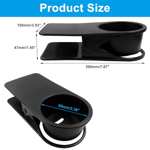 Jiozermi 2Pcs Drinking Cup Holder Clip, Desk Drink Holder Clip Adirondack Chair Cup Holder with Clip Cup Clip Holder for Water Drink Beverage Soda Coffee Cup(Black) - color: 2Pcs Black（Without Side Hole）