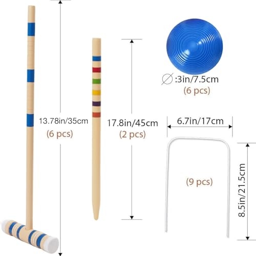 Croquet Set 35'' with Wooden Mallets, Colored Balls, Sturdy Carrying Bag for Adults &Kids, Perfect for Lawn,Backyard,Park and More - size: Croquet Set-35''