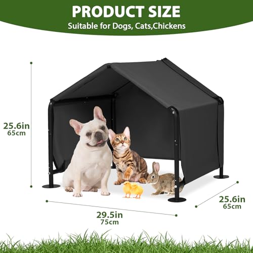 Dog Shades for Outside - Outdoor Dog Canopy for Small Dogs, 29.5”x25.6”x25.6” Outdoor Dog Shade Shelter Pet House, Waterproof Pet Canopy Shelter for Small Animals with Washable Cover, Black - color: Black, size: Small