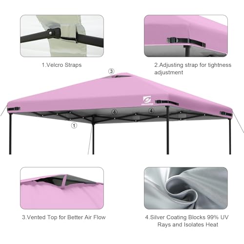 10x10 Pop Up Canopy Replacement Top Cover with Air Vent for Straight Leg Canopy Tent, Waterproof for Outdoor Garden Patio Camping Sun Shade (Pink) - color: Pink