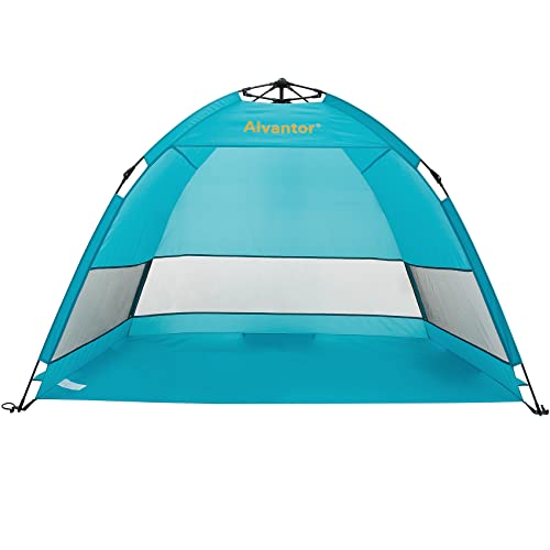 Alvantor® Beach Tent Beach Umbrella Outdoor Sun Shelter Cabana Automatic Instant Pop-Up UPF 50+ Portable Beach Shade Camping Fishing Hiking Canopy Easy Set Up Light Weight Windproof for 2-3 Person - color: Teal, size: 79"x47"x53"