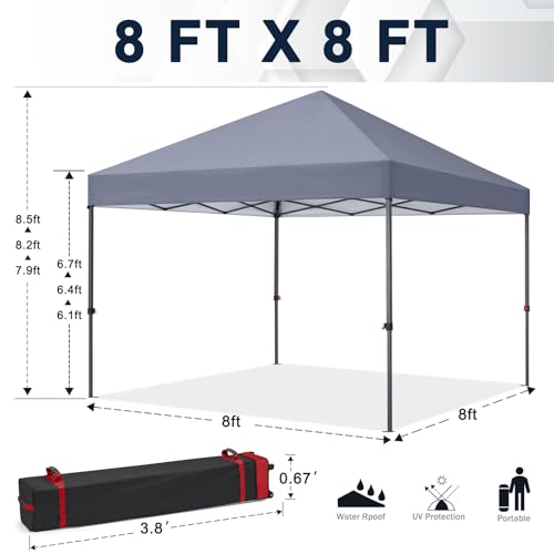 COOSHADE Durable Easy Pop Up Canopy Tent 10x10Ft, with 4 Sandbags(Grey) - color: Gray, size: 10x10Ft