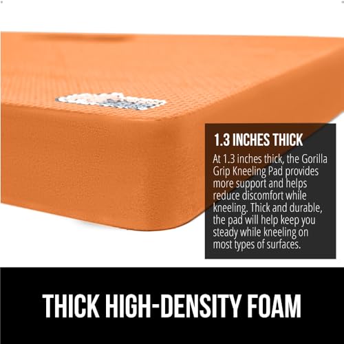 GORILLA GRIP® Extra Thick Patent Pending Supportive Foam Kneeling Pad, Large Cushion Knee Pads for Gardening, Baby Bath Time, Dirt and Water Resistant, Workout and Garden Supplies, 17.5x11, Orange - color: Orange