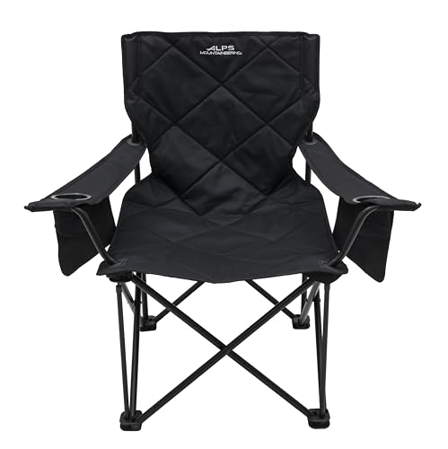 ALPS Mountaineering King Kong Camping Chairs for Adults with Mesh Cup Holders and Pockets, Built Durable and Reliable with Compact Foldable Steel Frame - color: Black