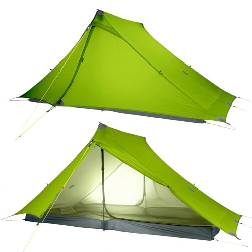 LANSHAN Ultralight Tent 3-Season Backpacking Tent for 1-Person or 2-Person Camping, Trekking, Kayaking, Climbing, Hiking - color: Pro 2-person, green
