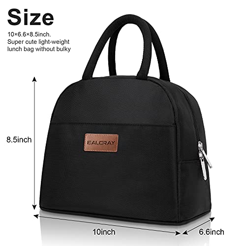 BALORAY Lunch Bag for Women Men Insulated Lunch Box for Adult Reusable Lunch Tote Bag for Work, Picnic or Travel (Solid Black) - color: Solid Black, size: M
