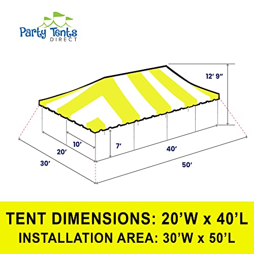 Party Tents Direct 20'x 40' Weekender Canopy Pole Tent with Sidewalls - Easy Up Canopy Tent with 160 Person Capacity - Outdoor Canopies for Parties, Weddings, and Events (Yellow/White) - color: Yellow, size: 20' x 40'