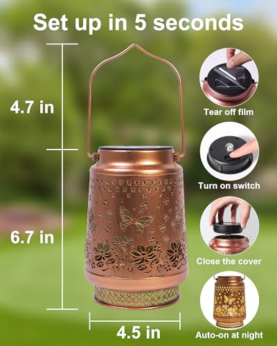 Butterfly Gifts for Women Butterfly Solar Lantern Mothers Day Gifts Birthday Gifts for Women Mom Grandma Sister Friend Garden Decor Metal Solar Lights Outside Decorative for Yard Patio Pathway Porch - style: Butterfly with Flower