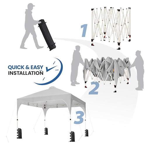 Yaheetech 10x10 Pop Up Canopy Tent with Vent, Easy Set Up Tent, Instant Sun Shelter Canopy with Wheeled Bag, 4 Sandbags, 12 Stakes & 4 Ropes, for Parties, Beach, Outdoor, Light Gray - color: Light Gray, size: 10x10