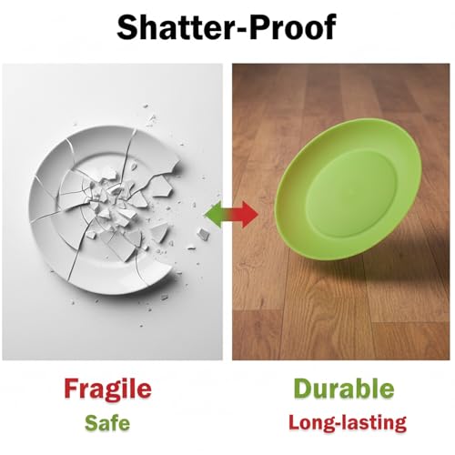 AOYITE Everyday Plastic Plates Reusable - Unbreakable 10 inch Dinner Plates set of 12 - BPA Free Dishwasher Safe & Microwave Kids Colorful Plate for Kitchen Party Camping Outdoor - color: Autumn Tones