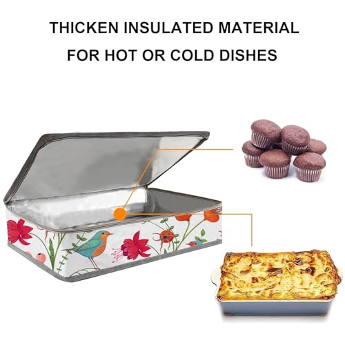 Insulated Casserole Carriers for Hot or Cold Food,Casserole Dish Bag Carrying Case,Food Carrier Warmer Container Bag for Travel Picnic.Pioneer Woman Kitchen Stuff.Fits 9"x13" Baking Dish - color: Bird
