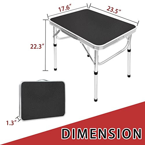 Camp Field Aluminum Folding Small Table, Adjustable Height Lightweight Portable Camping Table for Picnic Beach Outdoor Indoor (Small) (BlackB) - color: Black