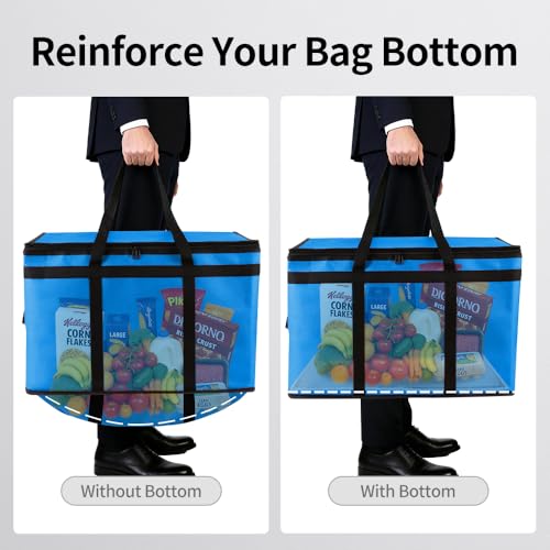Bodaon Large 2-Pack Insulated Food Delivery Bag With Hard Bottom, XXXL Grocery Shopping/Catering bag, Bags, Rideshare Delivery Bag, Cold/Hot Styrofoam Carrier for Travel/Car - color: Blue, size: XXX-Large(with Hard Bottom)