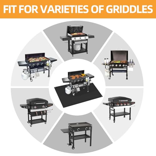 TOHONFOO 90 x 48 in Under Grill Mat Compatible with Blackstone 28in & 36in Griddle - Fireproof BBQ Mats for Grilling to Protect the Deck, Patio, Pavers - Griddle Mat Compatible with Blackstone - 1mm - color: Black, size: 90x48x0.04in