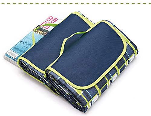 Foldable Picnic Blankets Thick Waterproof Sandproof Beach Blanket Sandproof Outdoor Mats for Camping Hiking Grass Travelling Park Outing 57 x 31.5 inch Blue Plaid - size: 145 cm x 80 cm