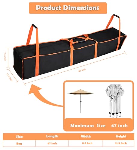 Large Tent Storage Bag 67X11.5X11.5in with Handles -10*10ft 10*20ft Pop Up Canopy Replacement Parts,for Various Party Tent Canopy Tent Poles patio Umbrellas, Heavy-Duty Water Resistant Oxford Fabric - size: 67X11.5X11.5inch