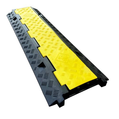 2 Pack Rubber Cable Ramp Hose Cable Protector Ramp 3 Channel 22000Lbs Load Capacity Traffic Speed Bump Wires Power Lines Extension Cord Cover for Indoor Outdoor - color: 22000Lbs-3Channel-2Pack