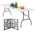 BestOffice 8FT Picnic Table Folding Table Camping Table Plastic Table Fold Up Table Lock for Party Event,White - color: White, size: 8 FT 29"x94"
