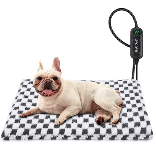 MIXJOY Heated Dog Bed, 11 Adjustable Temperature Dog Heating Pad Indoor with Timer, Pet Heated Mat for Dogs Cats, Electric Cat Heating Pad with Washable Cover, Heated Pet bed-28''x20'', Medium - color: Grey, size: M (28"x20")