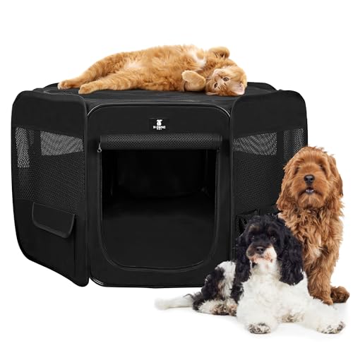 X-ZONE PET Dog Playpen Portable Pet Play Pens for Puppies, Cat, Rabbit, Chicks, Foldable Exercise Play Tent Kennel Crate, Indoor/Outdoor Travel Camping Black Small - color: Black, size: Small