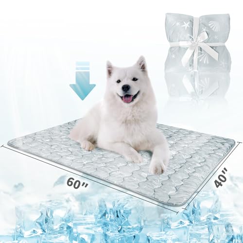 NWK Dog Cooling Blanket, Q-Max>0.345, Ice Silk Cool to Touch Material, Bed Cover, Furniture Protector Couch Sofa for Summer, Anxiety Relief-Machine Washable (Misty Gray,40'' X 60'') - color: Misty Gray, size: 40*60