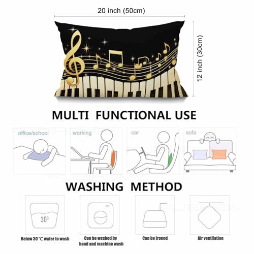 Smooffly Old Vintage Abstract Piano and Music Note Waist Lumbar Cotton Linen Throw Pillow case Cushion Cover for Sofa Home Decorative Oblong 12x20 Inches - color: Swn19