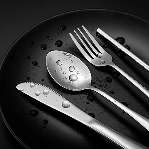 Boulder Bee | Travel Utensils Set | Reusable Camping Cutlery Set | Stainless Steel Flatware Set | Portable Silverware Set with Case | Includes Knife/Fork/Spoon/Straw/Cleaning Cloth/Case (Silver) - color: Silver