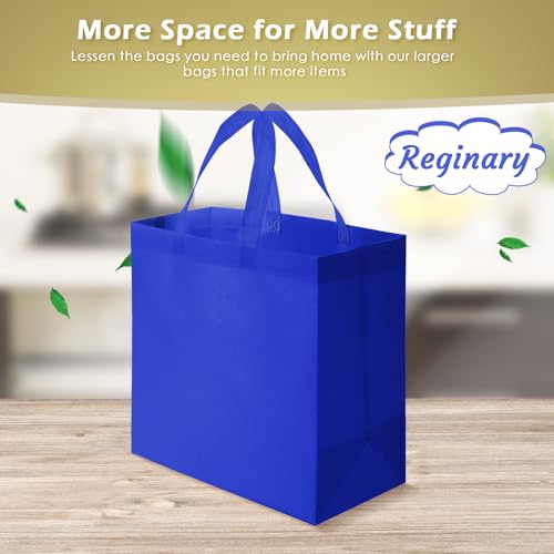 Reginary 100 PCS Reusable Totes Bags - Non Woven Grocery Handle Bags for Shop Events & Retail Store(Blue) - color: Blue