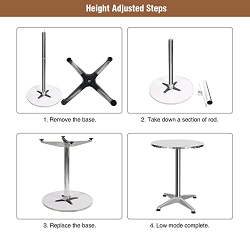 REDCAMP 24" Cocktail Table with Black Cover, Folding Round Bar Table Pub Table with Flip-Up Top for Parties Restaurant, 30" /45" Two Heights Adjustable - color: Black Cover Set, 1, size: 24" Round Table