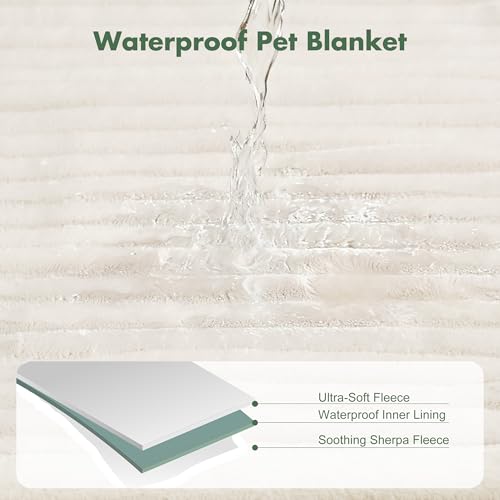 Waterproof Puppy Blankets for Small Dogs - Cozy Fleece Calming Cat Blanket for Couch Furniture Protector, Washable Dog Blankets for Indoors & Outdoors, Cream, 25"x35" - color: Cream, size: S(25x35")