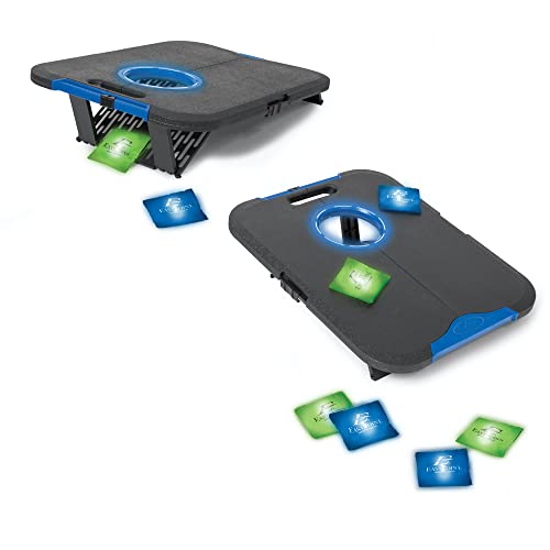 EastPoint Sports Go! Gater Cornhole – Light-Up and Travel Versions – Easy Storage & Light-Weight – Perfect for Outdoor and Indoor Play - style: Light-Up Board - Black/Blue