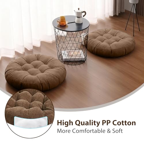 Tiita Outdoor Cushions Square Floor Pillow Thicken Tufted Seat Pad Large Floor Cushion for Yoga Meditation Living Room - color: Round|coffee, size: 1 Count (Pack of 1)