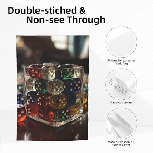 Games Dice Set Print Garden Flag 12" X 18" Double Sided Outdoor Yard Welcome Flag Lawn Flag Holiday Banner For Patio Party Farmhouse Decoration