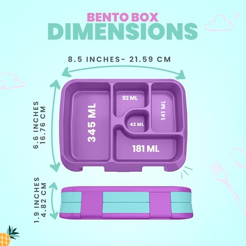 YOLAY Bento Box for Kids Lunch Box Leak-Proof, 5-Compartment Lunch Box Kids for Ages 3-10, Durable with Anti-Slip Base, Suitable for Schools, Outdoor and Travel (Mermaid) (Scallop) - color: Scallop