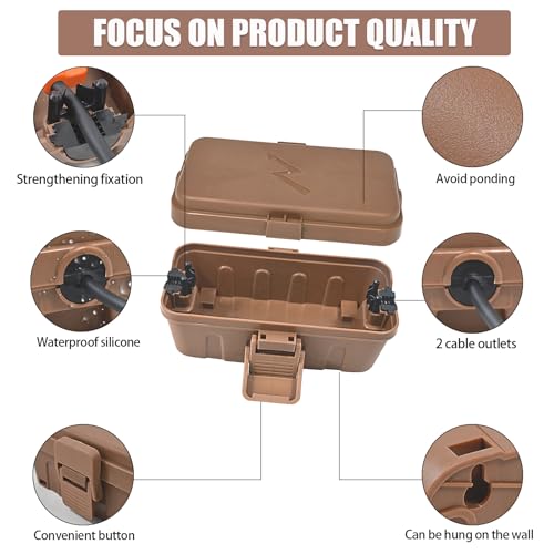 Hrensaw Small Weatherproof Electrical Connection Box(6 x 3.5 x 2.2inch),Outdoor Electrical Box,Waterproof Extension Cord Covers for Plug, Extension Cables, Holiday Lights,Brown - color: Brown, size: Small