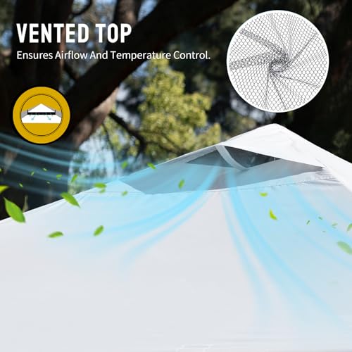 CROWN SHADES 12x12 Pop Up Canopy Outside Canopy, Patented One Push Tent Canopy with Wheeled Carry Bag, Bonus 8 Stakes and 4 Ropes, White - color: Grid White, size: 12x12