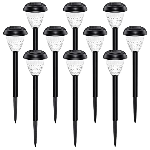 URAGO Super Bright Solar Lights Outdoor Waterproof-10 Pack, Dusk to Dawn Up to 12 Hrs Solar Powered Outdoor Pathway Garden Lights Auto On/Off, LED Landscape Lighting Decorative for Walkway Patio Yard - color: Cool White