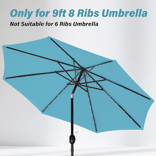 Simple Deluxe 2 Pack 9' Patio Umbrella Replacement Canopy Only Outdoor Table Market Yard Umbrella Replacement Top Cover with 8 Ribs, Turquoise - color: 2P-Turquoise Canopys, size: 9ft