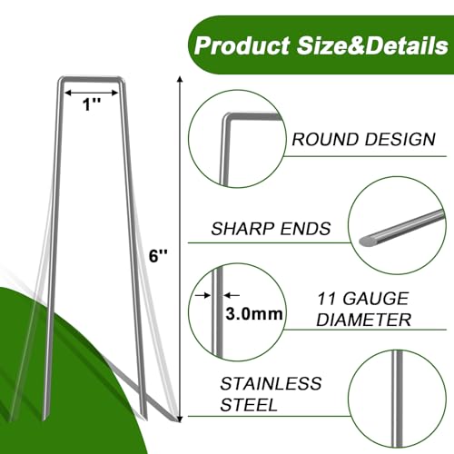 AAGUT Garden Stakes Pins, Landscape Staples 250 Pack 6 Inch 11-Gauge Galvanized Lawn Stake for Dog Fence, Weed Barrier Fabric, Ground Cover, Irrigation Tubing Soaker Hose, Chicken Wire - color: Silver, size: 6'' x 250Pcs-11Ga