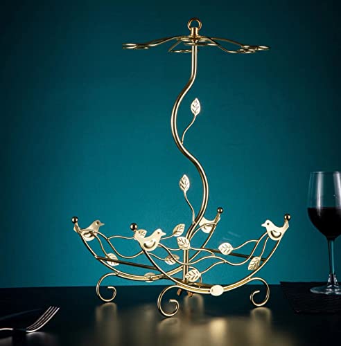Wine Rack with Glass Holder-Hold 2 Wine Bottles and 6 Glasses - size: new-medium
