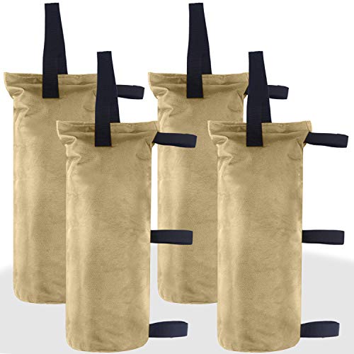 ABCCANOPY Canopy Weights Set of 4-120LBS Sand Bags for Pop up Tent, Weight Bags for Outdoor Gazebo, Trampoline, Pergola, Beige (Without Sand) - color: Beige, size: 120lbs