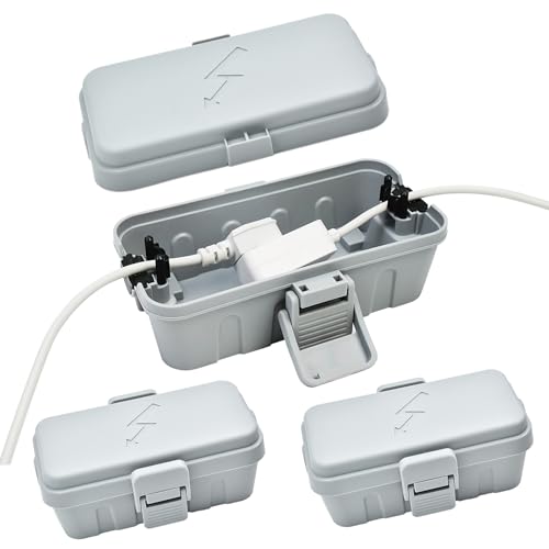 Hrensaw 3PCS Small Weatherproof Electrical Connection Box(Inner 5.5x3x2.2inch),Outdoor Electrical Box,Waterproof Extension Cord Covers for Plug, Extension Cables, Holiday Lights,Grey - color: Grey