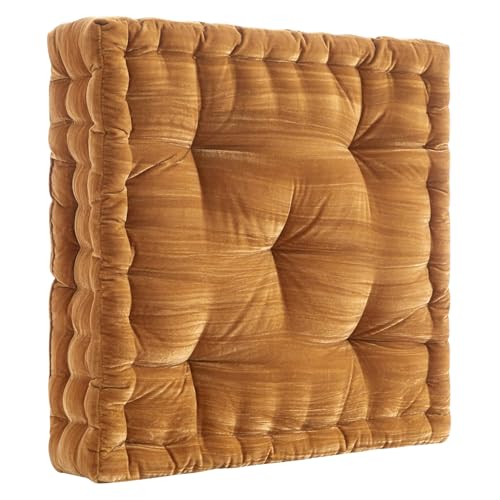 20" x 20" Yellow Velvet Floor Pillow – Plush Luxe Accent for Lounging & Décor