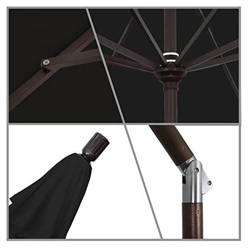 California Umbrella 9' Round Aluminum Patio Umbrella, Crank Lift, Collar Tilt, Bronze Pole, Black Olefin - color: Black