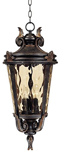 John Timberland Marseille Rustic Vintage Outdoor Hanging Ceiling Light Fixture Veranda Bronze 26 1/4" Champagne Water Glass Damp Rated for Exterior House Porch Patio Outside Deck Garage Front Door - color: Bronze, size: 26.25" High